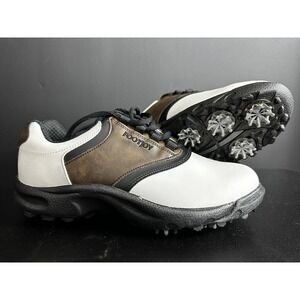 FootJoy Golf Shoes 7.5 Men's White/Brown Saddle Low Top‎ Gently Worn GreenJoys